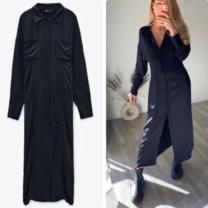 Zara NWT Satin Effect Midi Dress size L